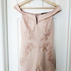 NWT Peach Lace Applique Romper Playsuit